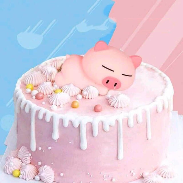 Đồ trang trí sinh nhật cho bé - HEO NGỦ HỒNG trang trí bánh sinh nhật