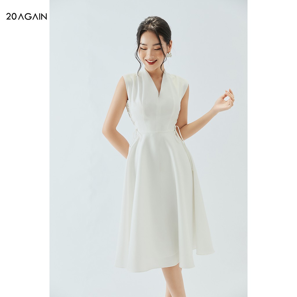 Váy xòe cổ V 20AGAIN, thiết kế đan dây sườn, tôn dáng DEA1541 | BigBuy360 - bigbuy360.vn
