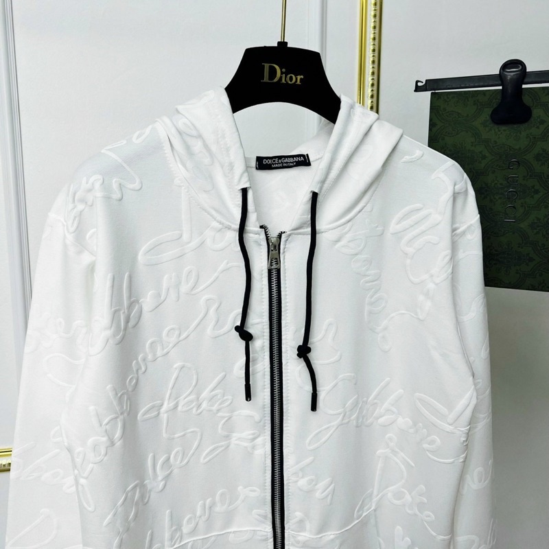 Áo khoác hoodie nam nữ Dolce dập chữ nổi quanh áo khoá zip kéo chất vải nỉ cotton dày dặn bao cháy phố
