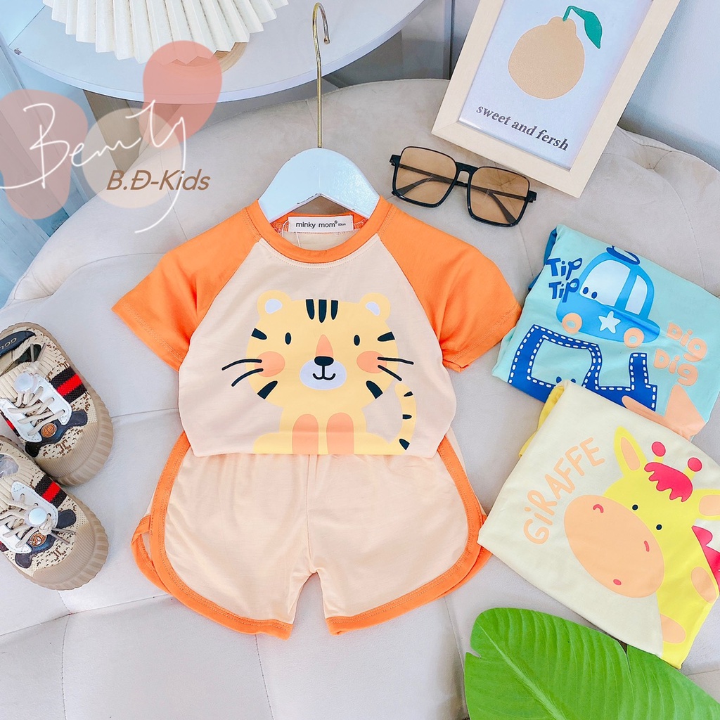 Đồ bộ MINKY MOM size đại cho bé trai bé gái cộc tay thun, bộ quần áo trẻ em monky mặc nhà cho bé 1 2 3 4 5 6 7 tuổi