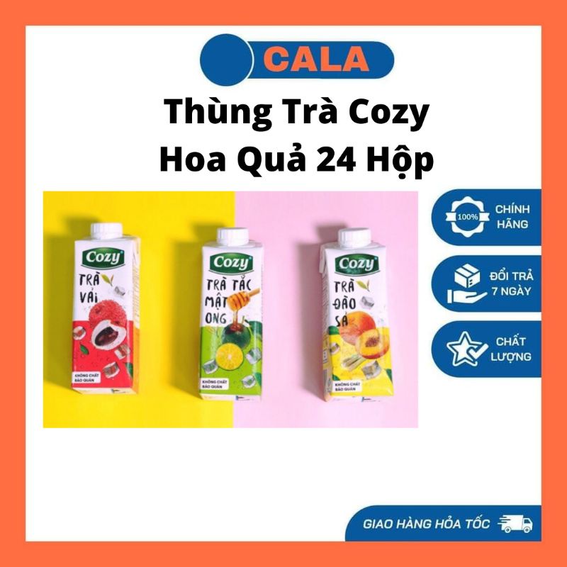 (3 Vị) Thùng trà Cozy hoa quả (đào , tắc , vải) được mix vị