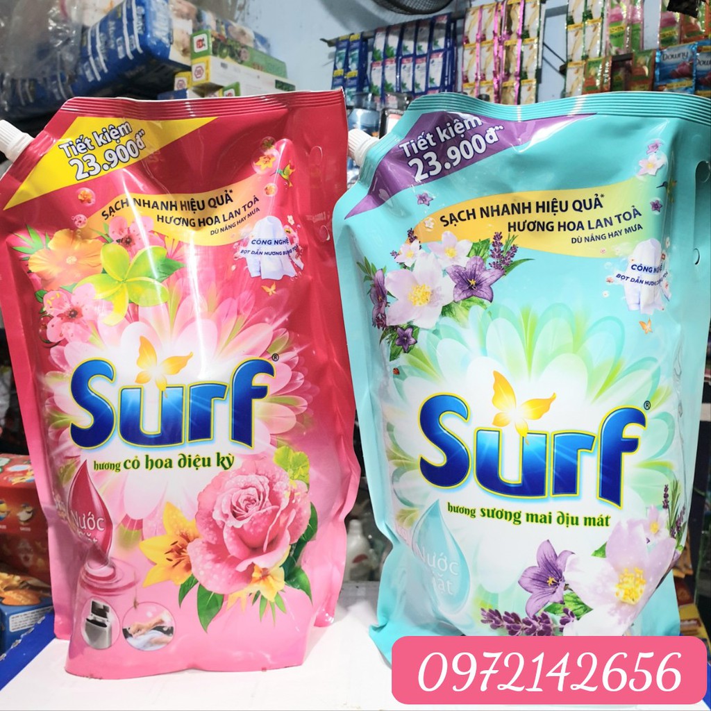 ❤️XẢ LỖ❤️ Nước Giặt Surf Túi Nắp Xoáy Hương Nước Xả Vải Mới 3.5kg