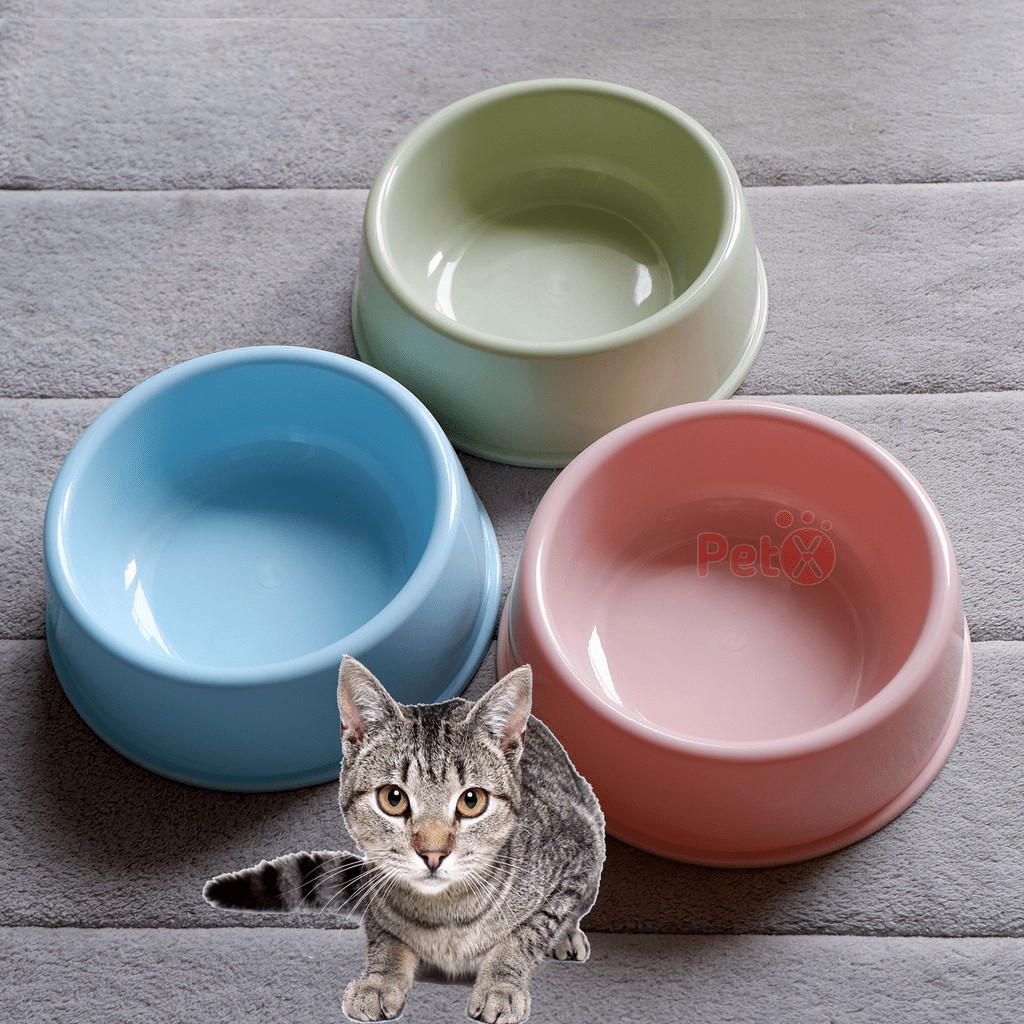 Bát ăn chó mèo  - Bát tròn đơn chất liệu nhựa bát ăn mèo - Long Vũ Pet Food