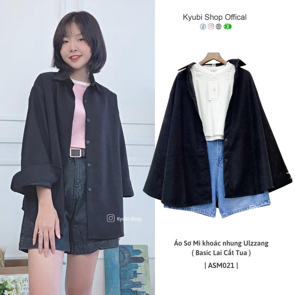 Áo sơ mi nhung khoác KYUBI form rộng phong cách Ulzzang Hàn Quốc - Áo khoác sơ mi nhung ASM021 | BigBuy360 - bigbuy360.vn