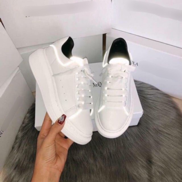 Giày thể thao nữ chất da màu trắng nam nữ học sinh sinh viên, Giày sneaker nữ độn đế phản quang siêu hot 2022