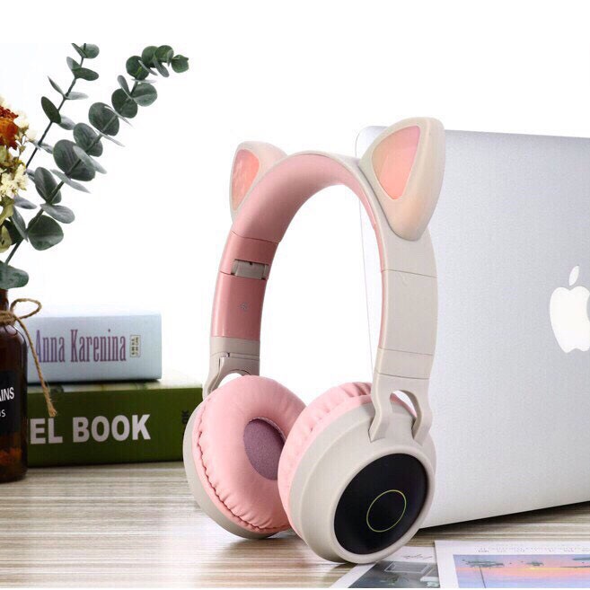 Tai nghe mèo - Tai nghe tai mèo BT028C tich hợp Mic kết nối bluetooth, có thể cắm dây cho PC, âm Bass mạnh, pin khủng