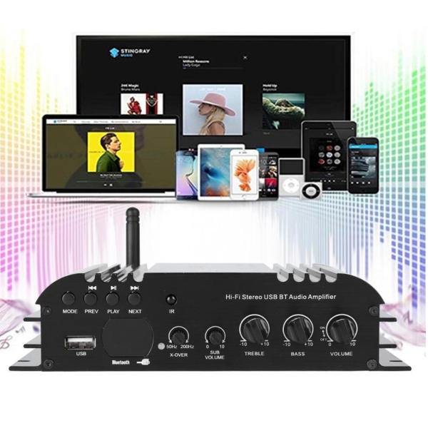Bộ khuếch đại âm thanh nổi kỹ thuật số bluetooth Lepy LP-168 Plus IR/2.1CH 45W-2 68W BASS HiFi tiện dụng | BigBuy360 - bigbuy360.vn