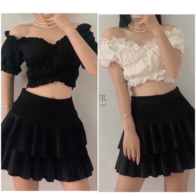 ÁO BÈO NHÚNG PHỐI CHÉO NƠ SIÊU ĐẸP