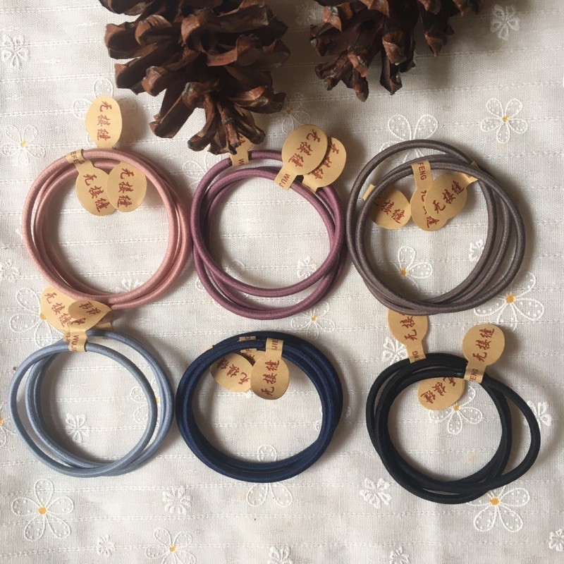 Set 10/20/50 dây buộc tóc trơn sợi mảnh (3mm)