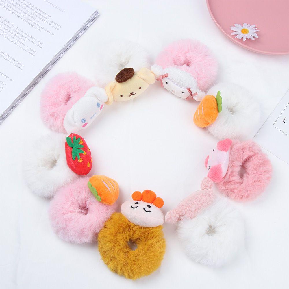 ZAIJIE24 Dây Cột Tóc Lông Nhung Dễ Thương Xinh Xắn