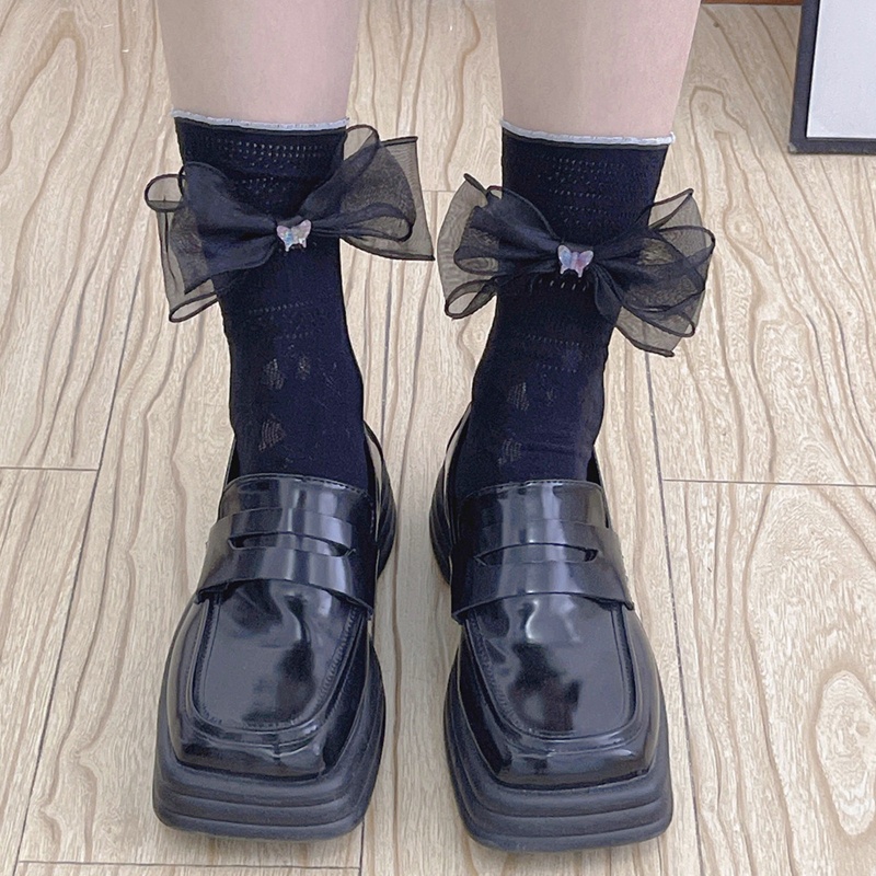 Xixi Vớ Cổ Vừa Thiết Kế Rỗng Phong Cách Lolita Calcetines