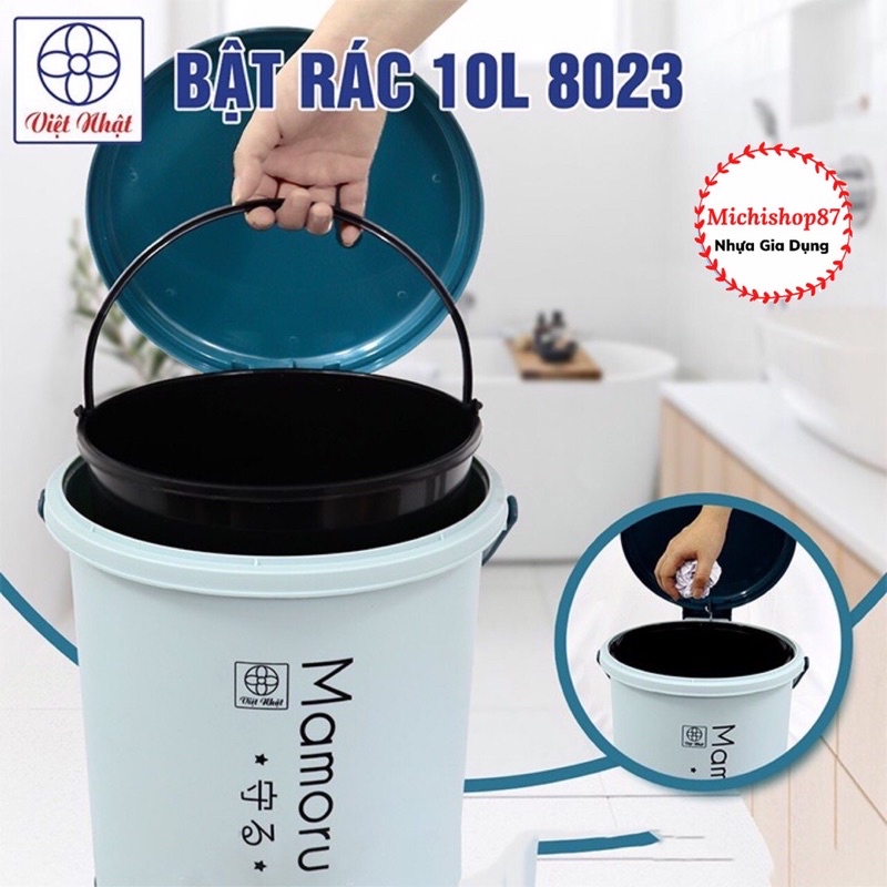 Thùng Rác Nhựa Tròn Đạp Chân 5L - 10L Nhựa Việt Nhật Kiểu Dáng Mới, Thùng Rác Nắp Bật Đạp Chân Thông Minh