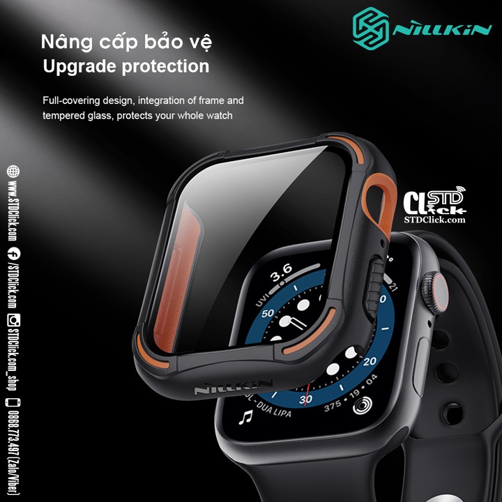 ỐP VIỀN KÈM KÍNH MÀN HÌNH APPLE WATCH SERIES 4 - 5 - 6 - SE NILLKIN CRASHBUMPER CHÍNH HÃNG HÀNG CHUẨN