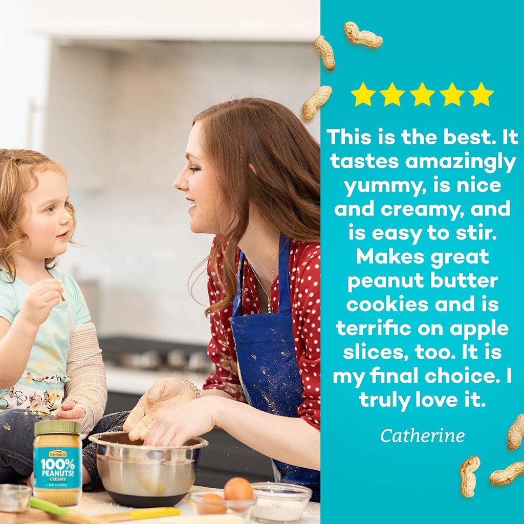 BƠ ĐẬU PHỘNG ĂN KIÊNG Crazy Richard's Creamy Peanut Butter 100% Natural-NonGMO-Vegan-Kosher, Made in USA, 453g (16oz)