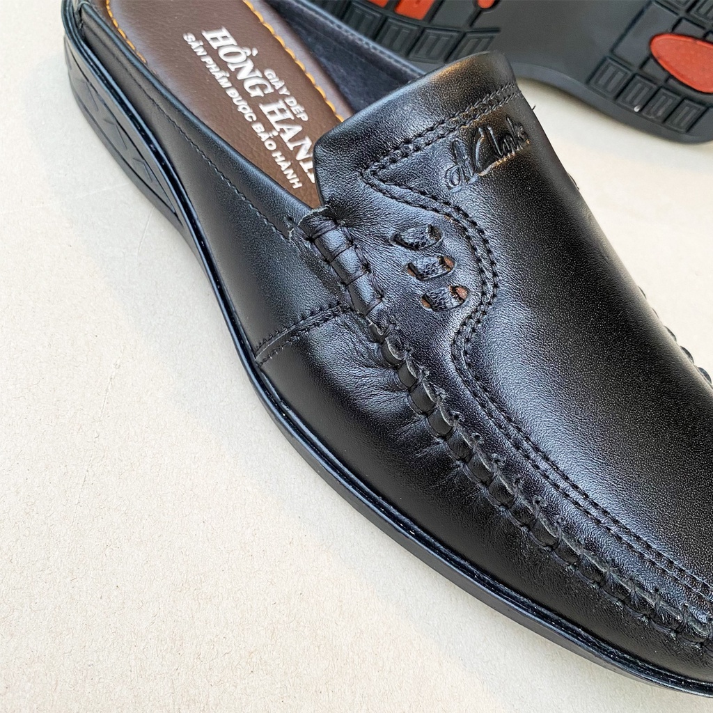 Giày sambo, giày tây hở gót chất liệu da bò Hồng Hạnh