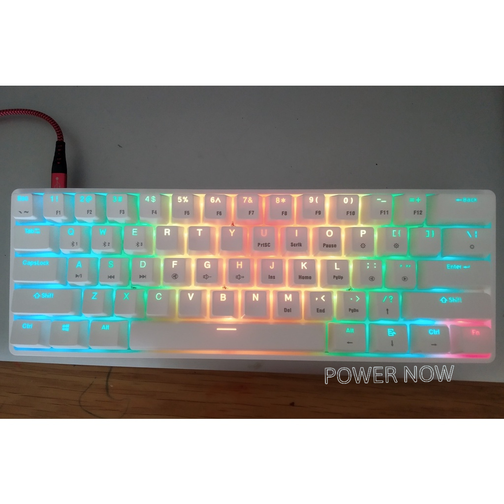 Bàn Phím Cơ Không Dây 61 Phím Hotswap A61 Led RGB. Bluetooth 5.0/ Có Dây. Thay nóng Switch tiện lợi. Chính Hãng Alexs.