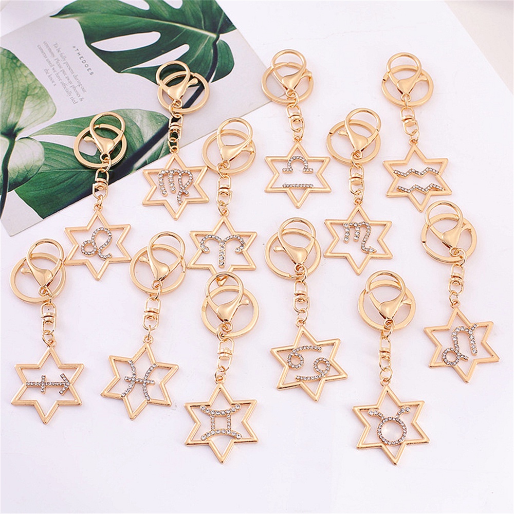 Móc Khóa Họa Tiết 12 Chòm Sao Đính Đá Thời Trang