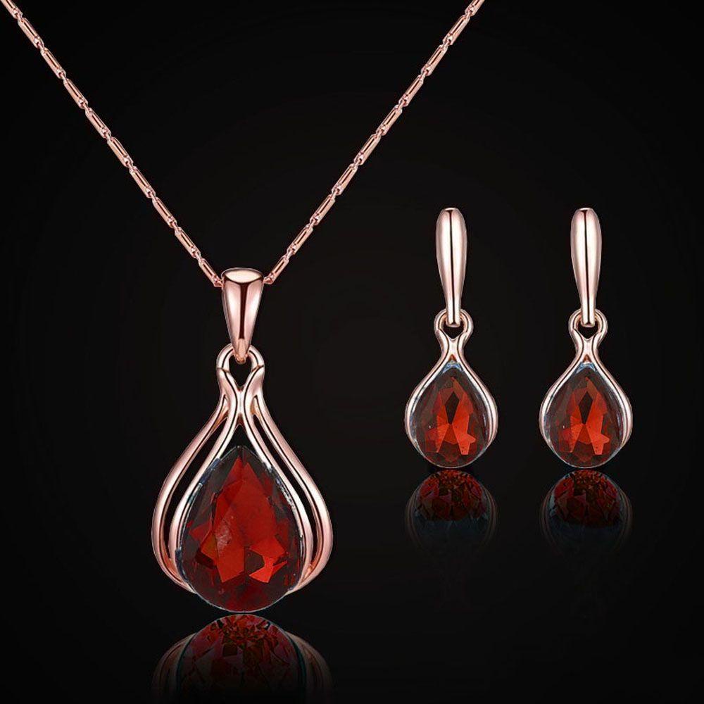 GIOVANNI Vòng cổ Mặt Hình Giọt Nước Màu Xanh Lá / Đỏ / Xanh Dương Thời Trang Thanh Lịch