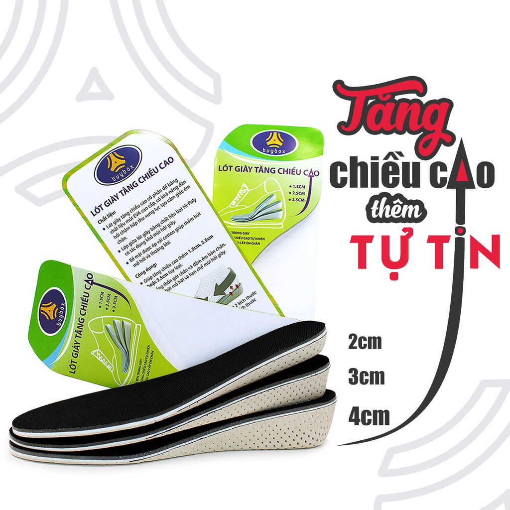 Lót giày tăng chiều cao mặt vải lưới mesh đế tổ ong thoáng khí độn thêm 2cm, 3cm, 4cm chiều cao - buybox - V01BBPK57