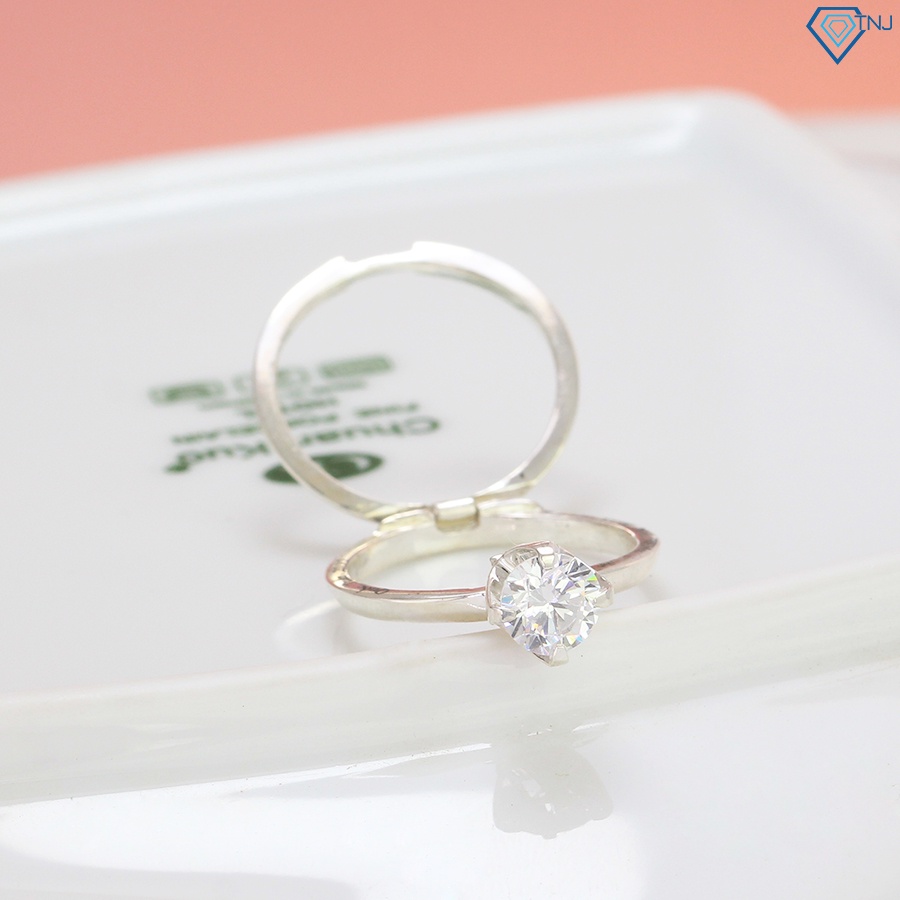 Nhẫn bạc nữ đẹp đính đá khắc tên NN0332 - Trang Sức TNJ