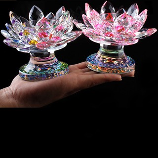 Chân nến hoa sen chưng bàn Phật thủy tinh pha lê - HS004