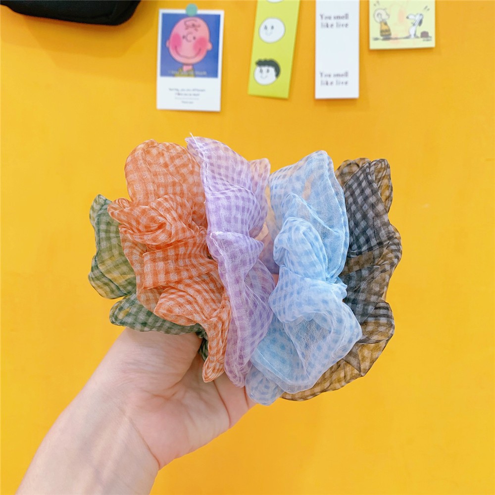 Dây buộc tóc Scrunchies kẻ ô lưới siêu xưn HOT TREND