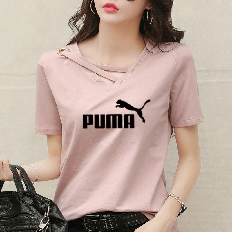 PUMA Puma Áo Thun Tay Ngắn Cổ Chữ V Thời Trang Trẻ Trung Cho Nữ