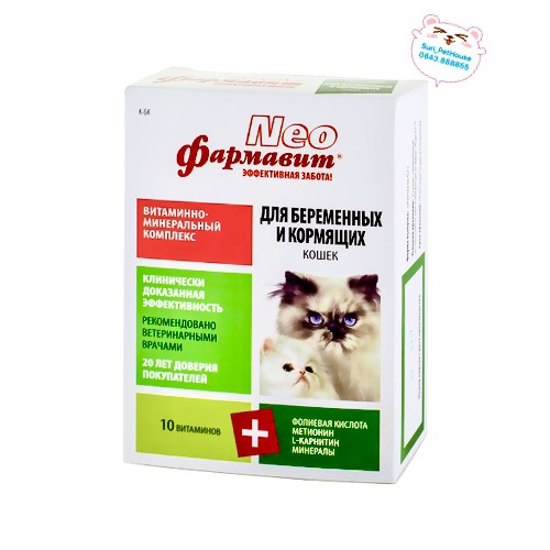 Vitamin Neo Farmavit cho mèo bầu, cho con bú và mèo con - nhập Nga (60v)