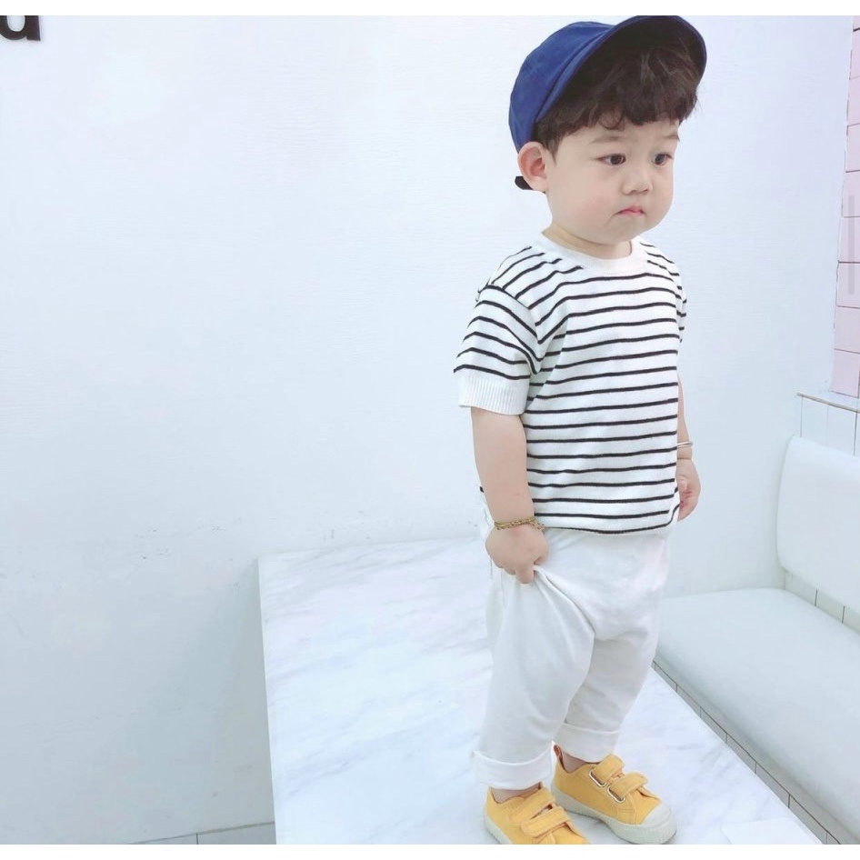 Lyvyshop - (Cotton SG chính phẩm) Áo thun cộc tay bé trai, bé gái (09kg-28kg) mẫu sọc ngang siêu cá tính