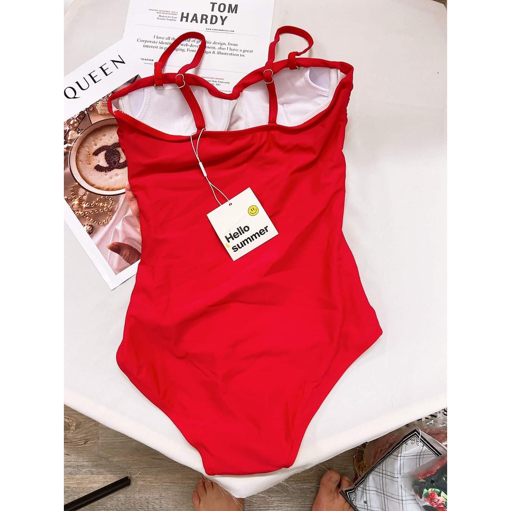 Bikini đỏ liền mảnh tông màu SIÊU NGỌT NGÀO mã 19137 - Hình thật, hàng xịn, giá rẻ