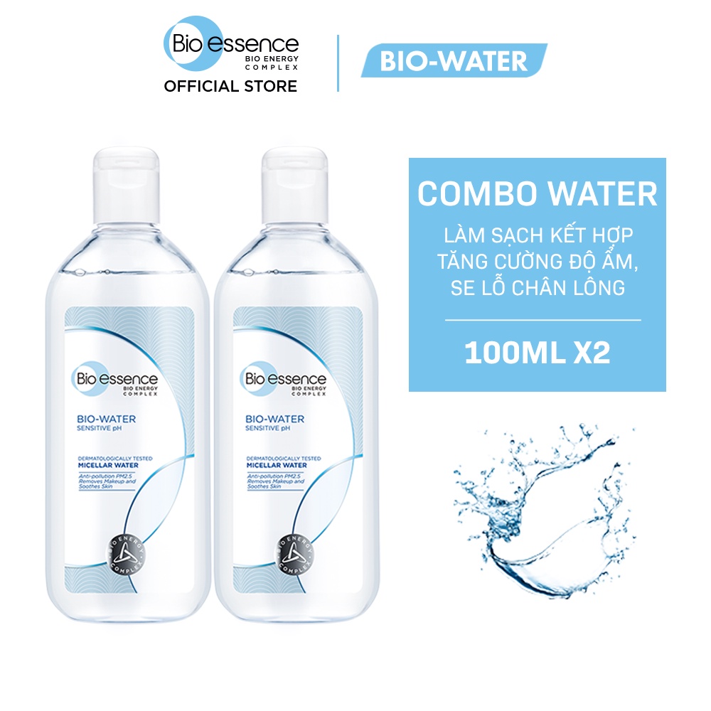 Combo 2 Nước tẩy trang ẩm mượt Bio-Essence Bio-Water 100ml/chai