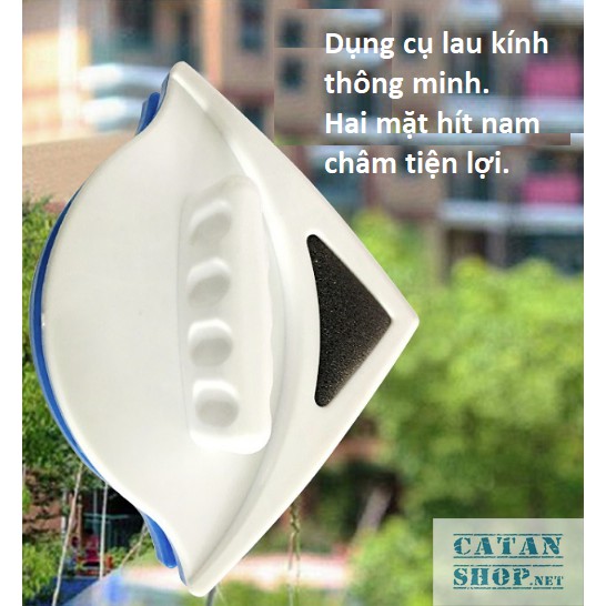 Dụng cụ lau kính 2 mặt hít nam châm tam giác, Sử dụng lực hút nam châm cực mạnh giúp bạn vệ sinh cực tốt.