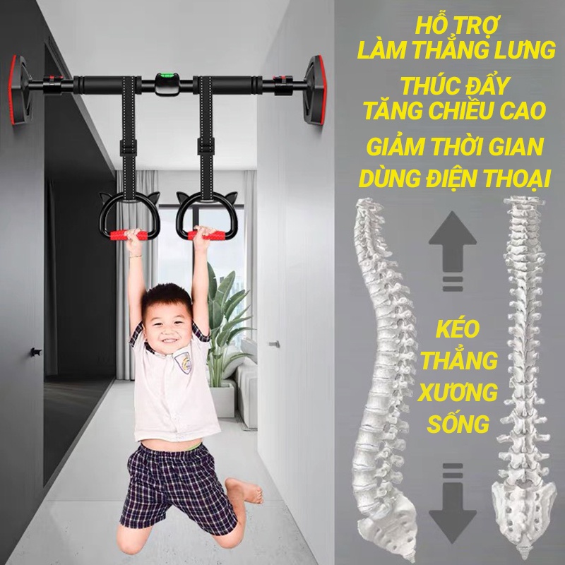 Xà đơn treo tường gắn cửa FITEZY đa năng có thước thăng bằng và chốt chống xoay Gym 2022