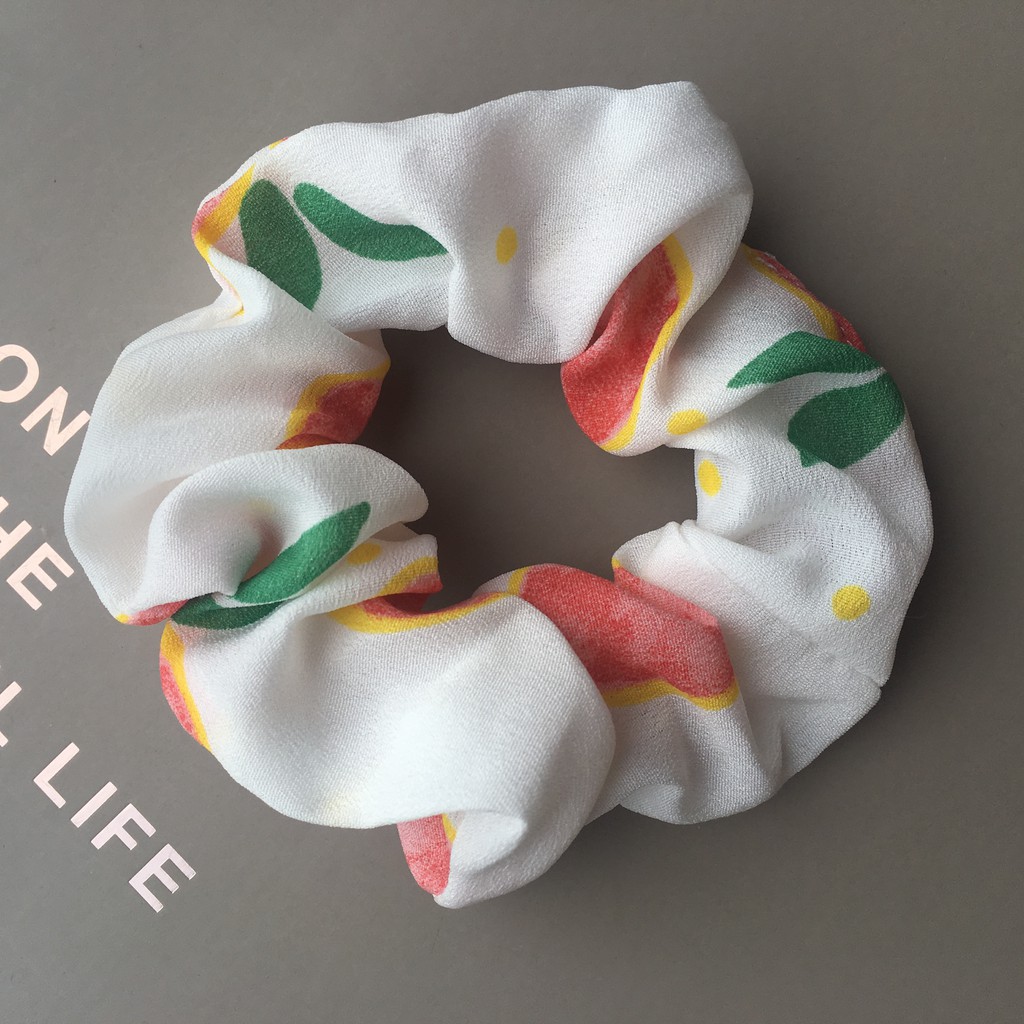 Dây cột tóc Scrunchies in họa tiết trái cây thời trang mùa hè xinh xắn INS