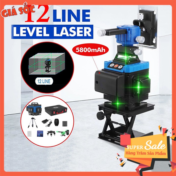 Máy cân mực laser 12 tia xanh máy bắn cốt cos cân bằng laze tia sắc nét, có giá treo, chân 1m2