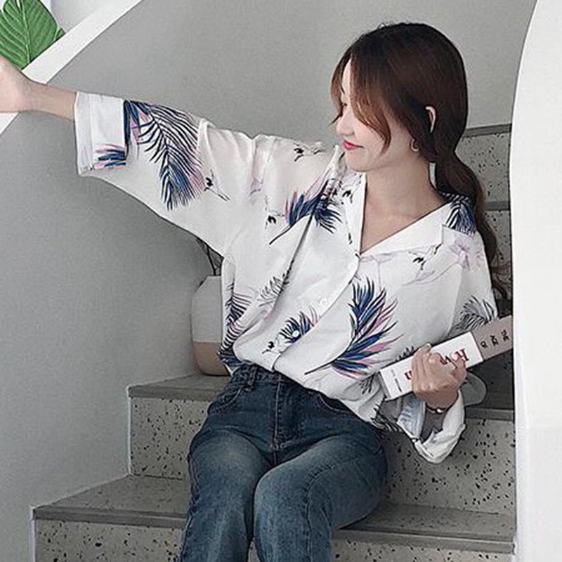 [Baywellfashion]Áo sơ mi in họa tiết lá cây thời trang dành cho nữ | BigBuy360 - bigbuy360.vn