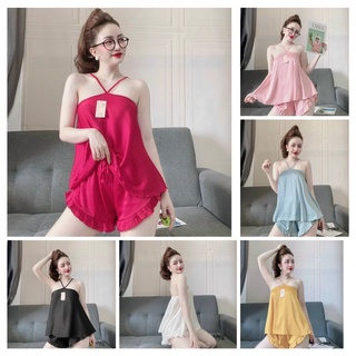 Đồ ngủ bò sữa mặc nhà kiểu dáng hottrend, chất lụa  mát, ít nhăn, phom dưới 58kg tùy chiều cao