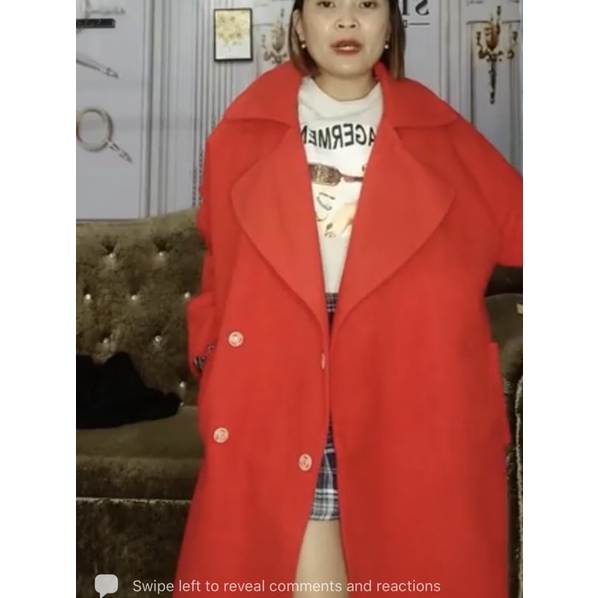 ÁO KHOÁC DẠ MÀU ĐỎ CAM