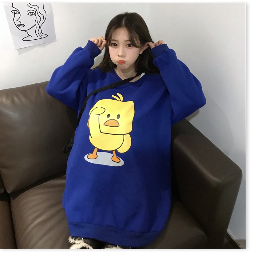 Áo khoác hoodie nam nữ in con vịt to, (FreeSize dưới 70Kg), form rộng phong cách Hàn Quốc, áo hoodie form rộng unisex vả