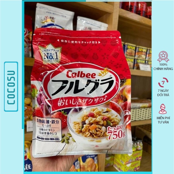 Ngũ cốc calbee ăn sáng dinh dưỡng lợi sữa tốt cho bà bầu tăng cân cho người gầy hàng nội địa nhật bản 750g