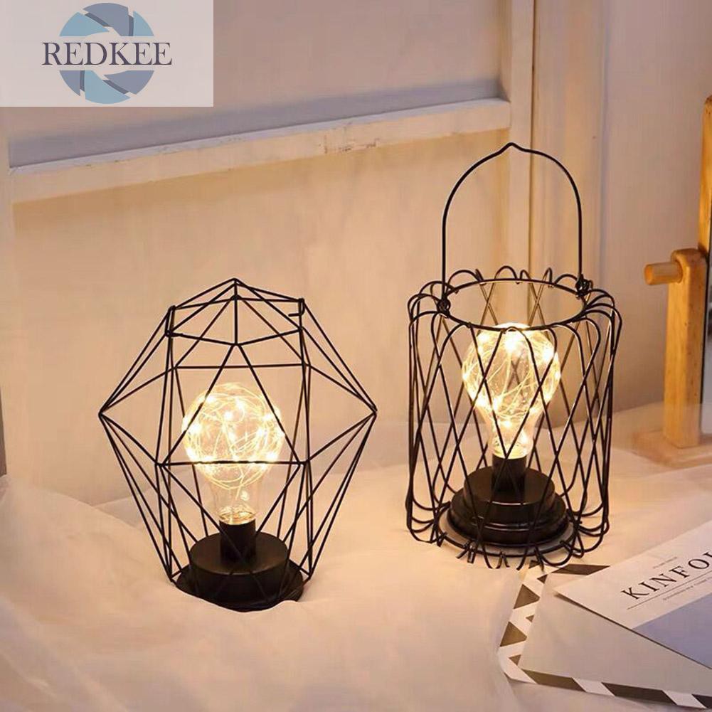 Đèn Led Để Bàn Hình Học Bằng Sắt Rèn Dùng Trang Trí Phòng Ngủ