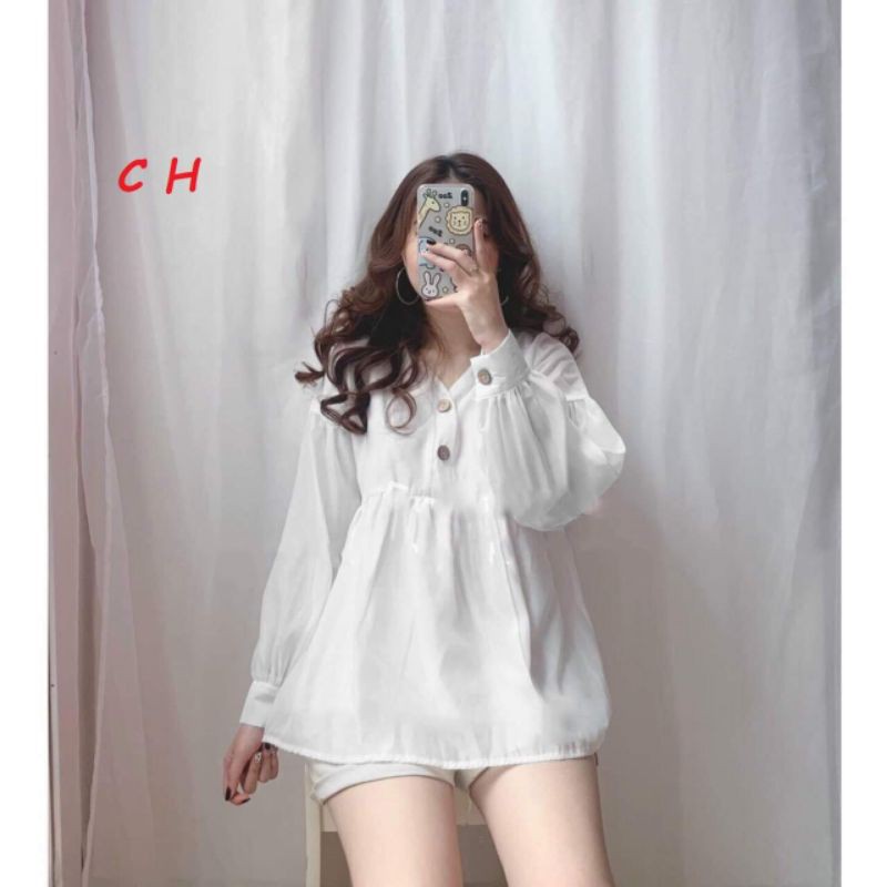 [RẺ VÔ ĐỊCH-FREESHIP] sơ mi babydoll cúc gỗ có ảnh thật SP Freesize 45-55kg🍀kiểu dáng UNISEX🍀phong cách HÀN QUỐC | BigBuy360 - bigbuy360.vn