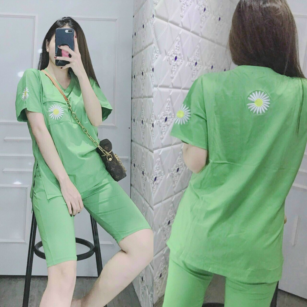 [Hot]Độ Bộ Nữ Set Ngố Thêu Bông Cúc,Nhiều Màu Size Lựa Chọn