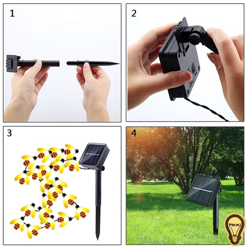 Đèn LED năng lượng mặt trời chú ong không thấm nước dùng trang trí DECOR sân vườn  ban công ngoài trời MOXI