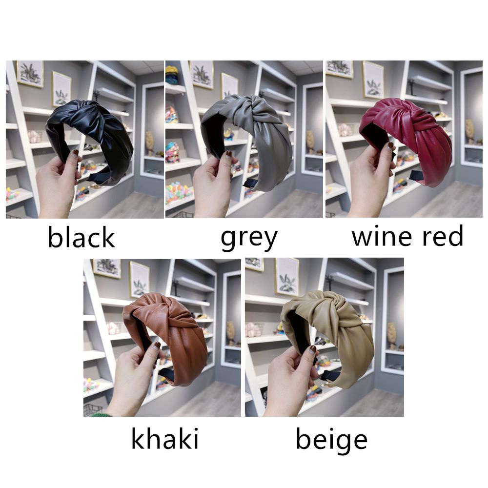 Băng đô cài tóc bằng da PU kiểu thắt nút thủ công sành điệu cho nữ