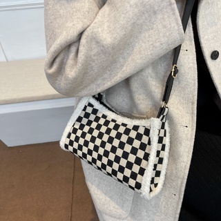 Túi đeo vai nách lông túi kẹp nách houndstooth vintage