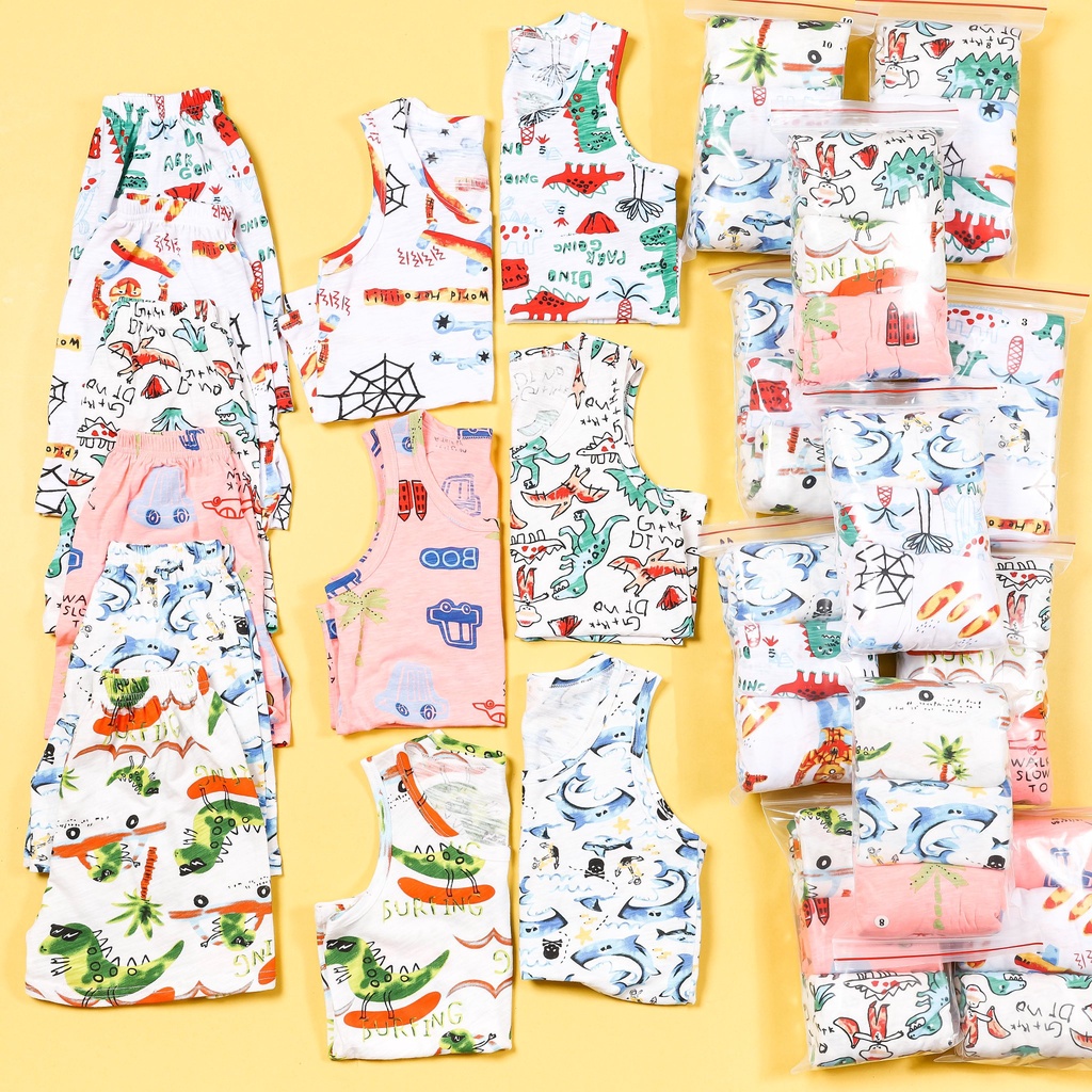 Bộ sát nách Bigbaby, bộ sát nách sợi tre xuất hàn 100% cotton seesoo mỏng mát cho bé 11-32KG