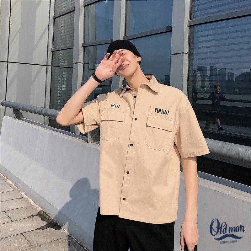 Áo Sơ Mi Nam Unisex, Áo Sơ Mi Vintage, Retro Cổ Điển, Phong Cách Retro, Trẻ Trung OLDMAN