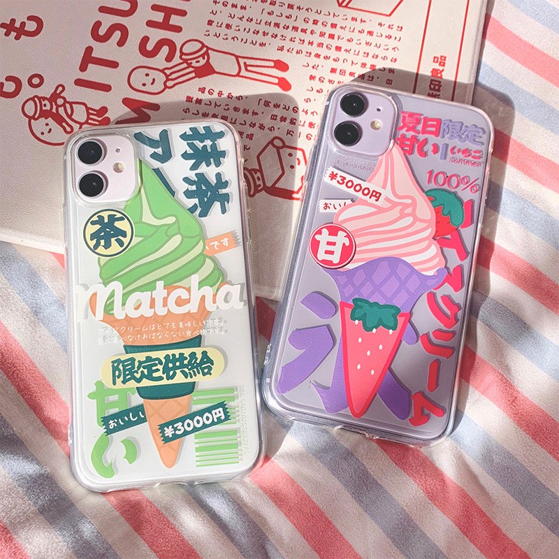 Ốp iphone silicon kem xanh-hồng mát lạnh mùa hè cho 11/11pro/11promax/x/xr/xsmax/6/7/8/plus/12 pro max/13 pro max-t114