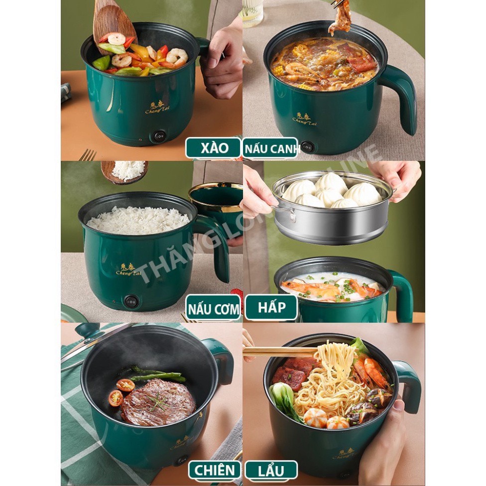 [][2 CHẾ ĐỘ NẤU] CA NẤU MÌ 2 MỨC NHIỆT KIÊM NỒI LẪU MINI TẶNG KÈM XỬNG HẤP - CA NẤU MÌ 2 TẦNG